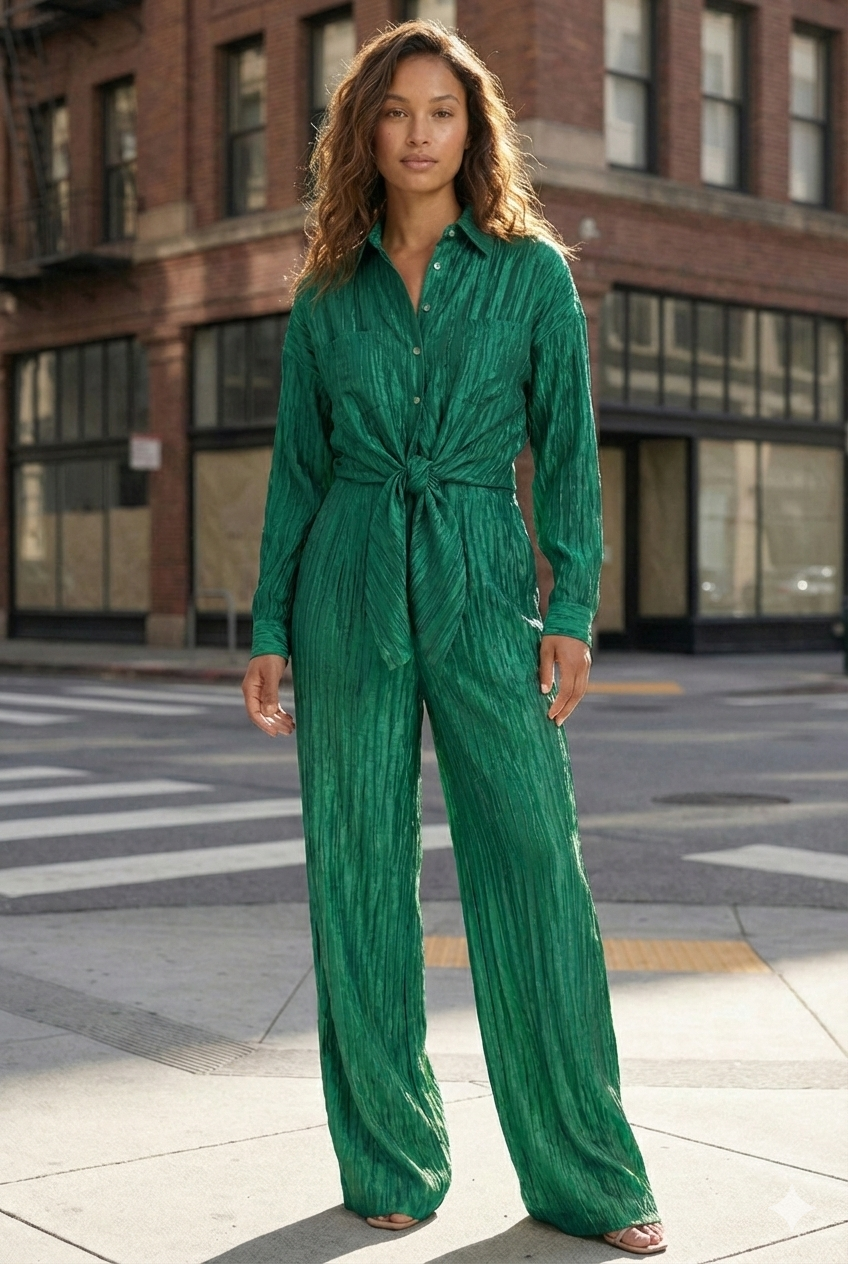 Emerald Signature Tie Front Jumpsuit